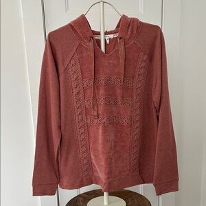 NWOT Maurices Women's Rust Hoodie with Lace Detail